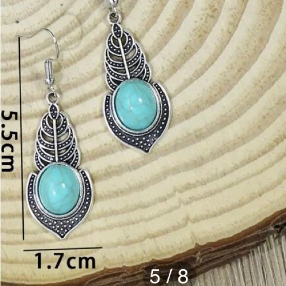 Bohemian Turquoise like earrings - Picture 2 of 2